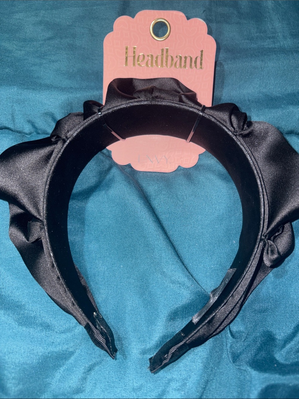 Envy Satin Padded Knotted Headband - Black